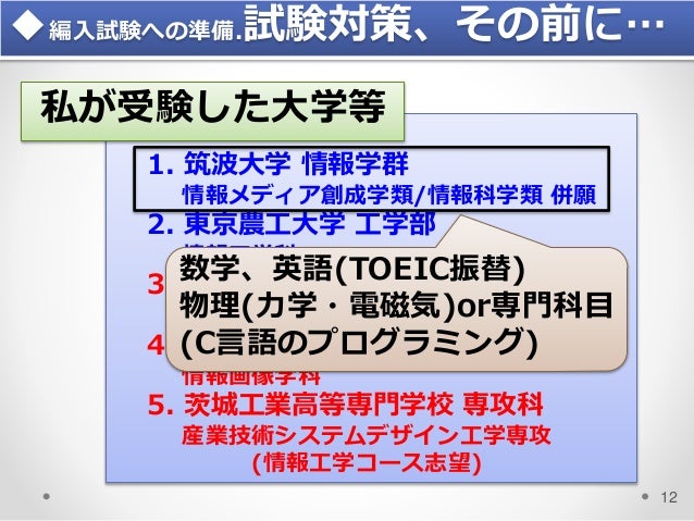 編入試験への準備と編入後の生活
