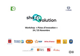 Workshop 
« 
Pistes 
d’innova3on 
» 
24 
/ 
25 
Novembre 
 