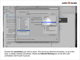 Share an internet connection through WiFi [Mac OS X[
