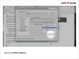 Share an internet connection through WiFi [Mac OS X[