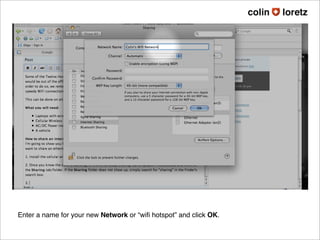 Share an internet connection through WiFi [Mac OS X[