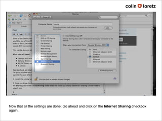 Share an internet connection through WiFi [Mac OS X[