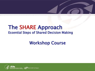 The SHARE Approach
Essential Steps of Shared Decision Making
Workshop Course
1
 