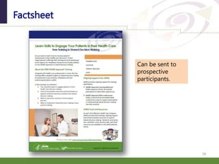 Factsheet
28
Can be sent to
prospective
participants.
 