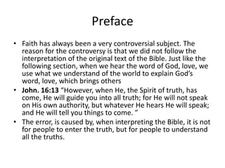 Faith, Faith and salvation, Faith creation/maintain ,Examine our faith ...