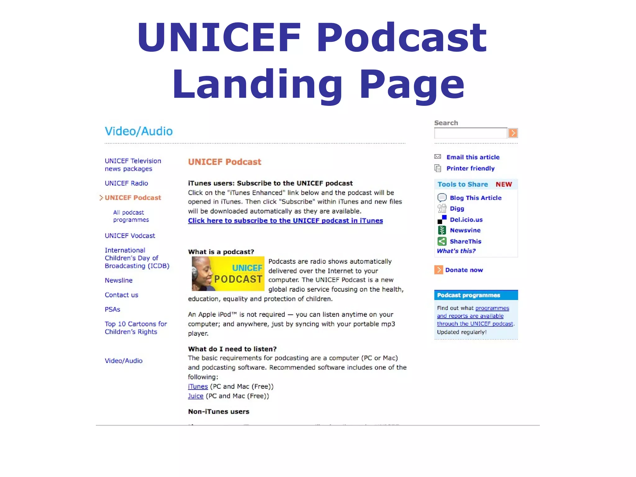 UNICEF Podcast  Landing Page 
