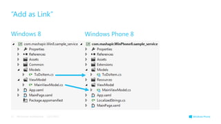 “Add as Link”

Windows 8                                 Windows Phone 8




11   Microsoft confidential   12/5/2012
 