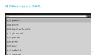 UI Differences and XAML




20   Microsoft confidential   12/5/2012
 