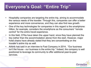 Everyone’s Goal: “Entire Trip”
• Hospitality companies are targeting the entire trip, aiming to accommodate
the various ne...