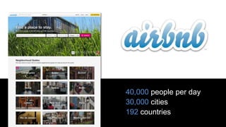 40,000 people per day
30,000 cities
192 countries
 