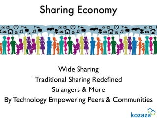 Sharing Economy




                 Wide Sharing
         Traditional Sharing Redeﬁned
               Strangers & More
By Technology Empowering Peers & Communities
 