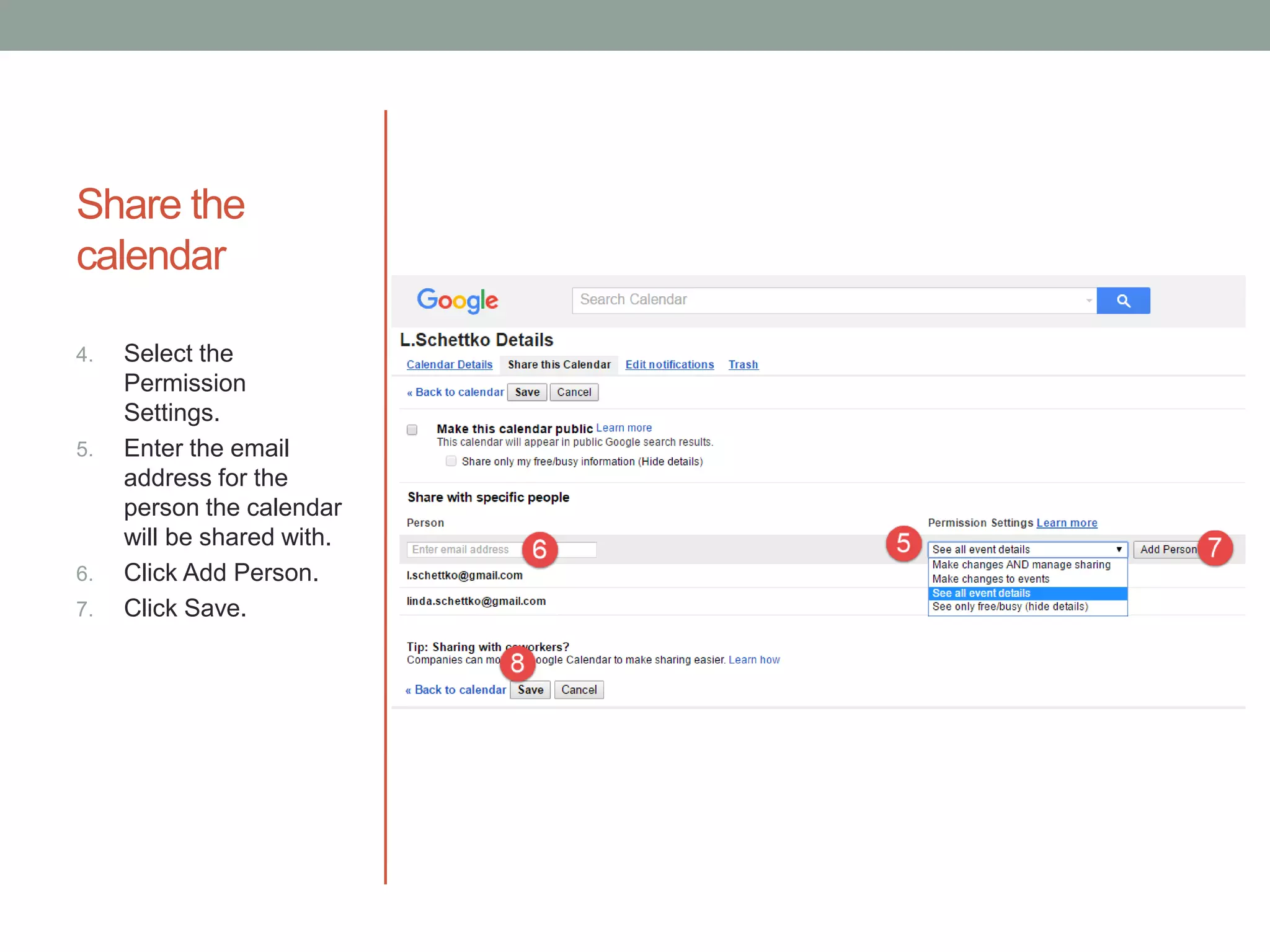 Sharing google calendars | PPT