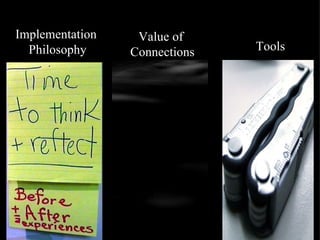Value of  Connections Implementation  Philosophy Tools 