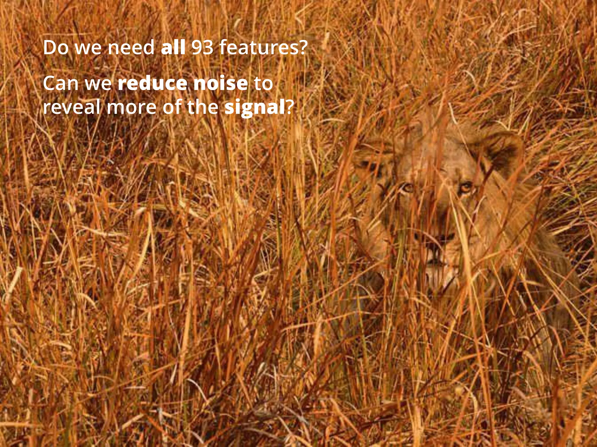 Do we need all 93 features?
Can we reduce noise to
reveal more of the signal?
 