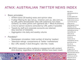 Sharing the News: Dissemination of Links to Australian News Sites on Twitter