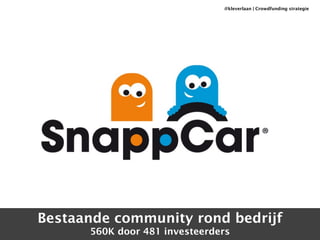 @kleverlaan | Crowdfunding strategie 
Bestaande community rond bedrijf 
560K door 481 investeerders 
 