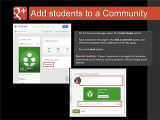 Sharing with Your Class -- Google Groups and Google Communities