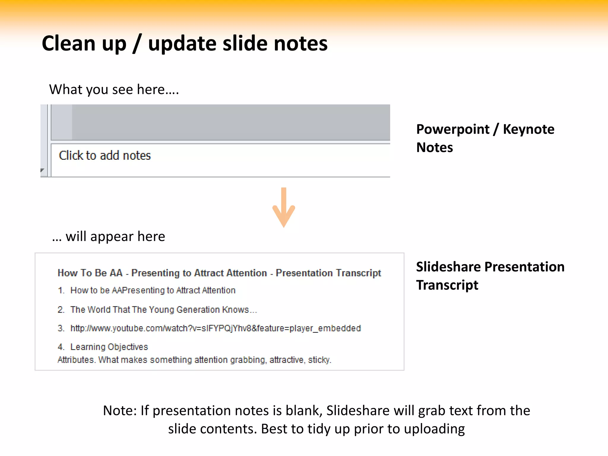 Warning:This is not an excuse to bloat your slide count!Just that simple sequential narration helps info stick better than boring bullet points.