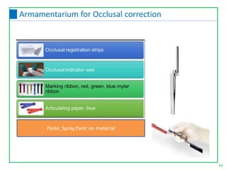 69
Armamentarium for Occlusal correction
Paste ,Spray,Paint on material
 
