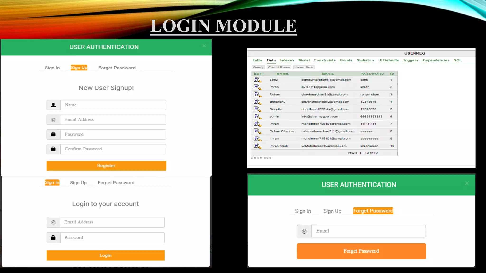 LOGIN MODULE
 