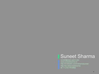14
Suneet Sharma
suneet@seas.upenn.edu
www.suneetsharma.in/
http://in.linkedin.com/in/sharmasuneet
http://be.net/suneetsharma
M: +1-215-776-6662
 