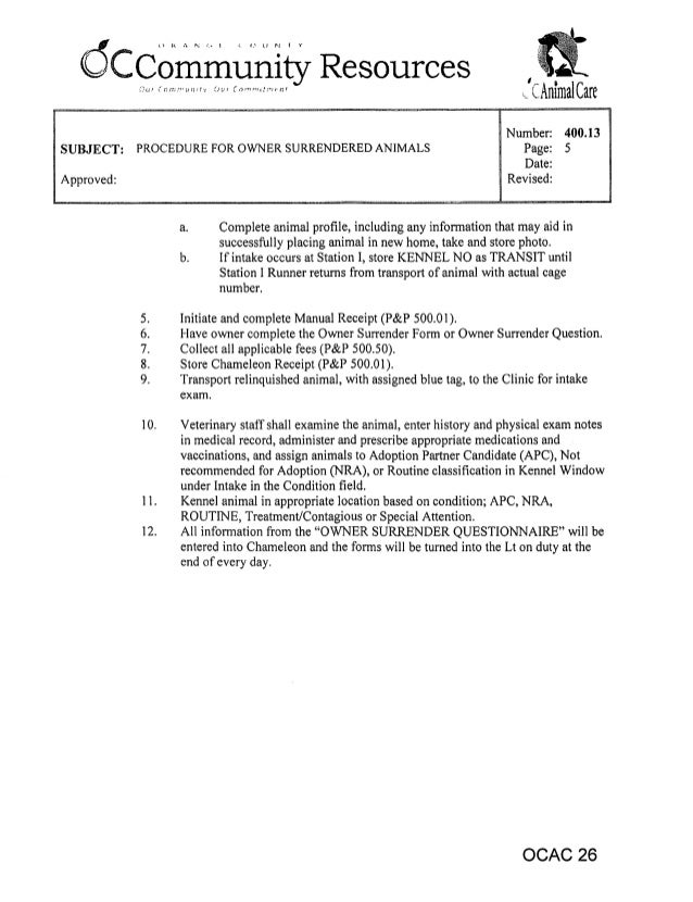 sharon logan settlement agreement with orange county animal care animal surrender form template