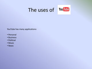 ChannelsChannels are used to hold collections of videos, uploaded by one user/organisation.This is an example of a channel page.Users can subscribe to channels and receive alerts when new videos are uploaded. Examples of organisations using channels to store and present videos online include Channel 4, using YouTube to upload videos of their televisions programmes that have been recently broadcast as an extension of their on demand service.