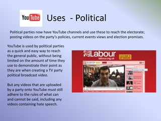 Uses  - PersonalHere is an example of a social interaction video – Someone giving their point of view on a subject:If you cannot view this video above, please view it on YouTube, by clicking here.