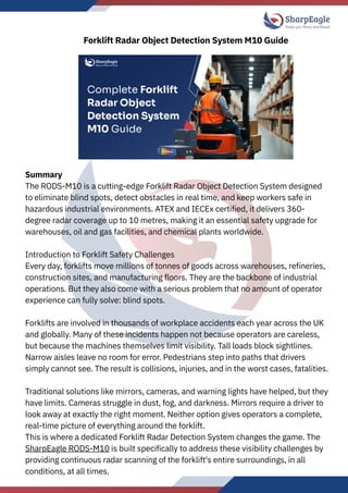 The Rods Detect Forklift Radar Object Detection System by sharpeagle | PDF