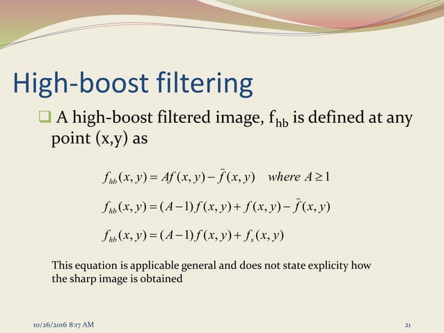 Sharpening spatial filters | PPTX
