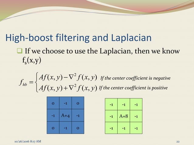 Sharpening spatial filters | PPTX