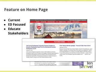 Feature on Home Page
● Current
● ED Focused
● Educate
Stakeholders
 