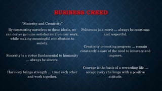 Business Creed Examples Sharp (phils) oral presentation | PPTX