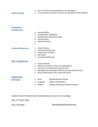 Shashikant n sharma cv 2011 new