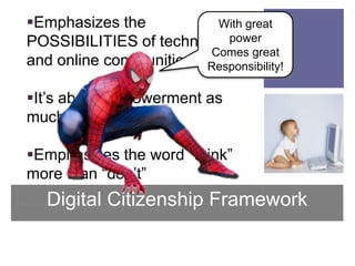 Digital Citizenship FrameworkEmphasizes the POSSIBILITIES of technology and online communities