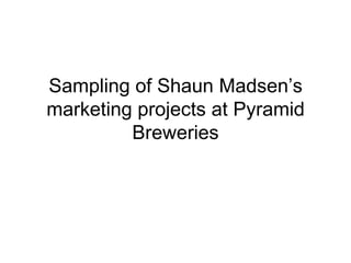Sampling of Shaun Madsen’s marketing projects at Pyramid Breweries 