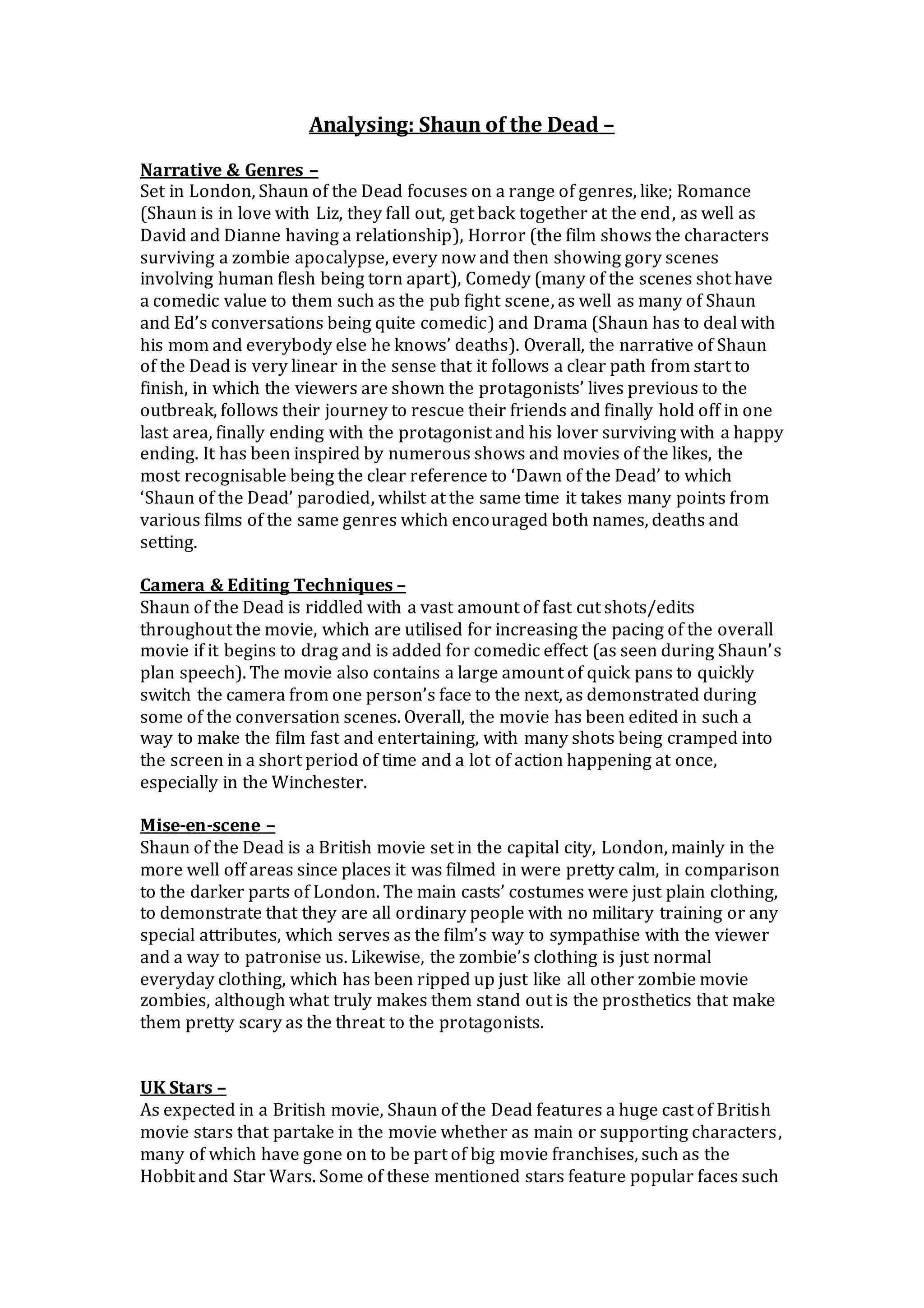 Shaun of the Dead Analysis PDF