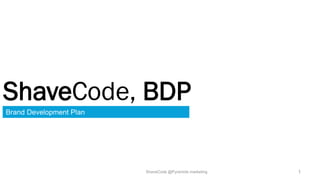 ShaveCode, BDP
Brand Development Plan




                         ShaveCode @Pyramids marketing   1
 