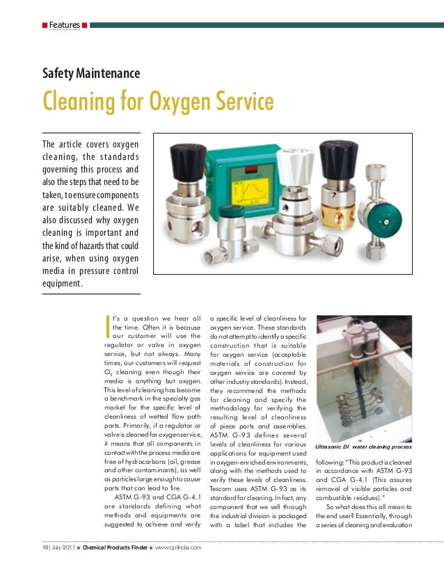 Safety MaintenanceCleaning for Oxygen Service