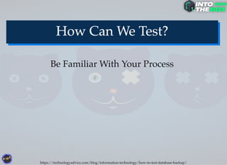 Be Familiar With Your Process
https://technologyadvice.com/blog/information-technology/how-to-test-database-backup/
 