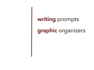 writing prompts
graphic organizers
 