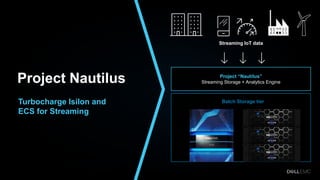 Internal Use - Confidential
Project “Nautilus”
Streaming Storage + Analytics EngineProject Nautilus
Turbocharge Isilon and
ECS for Streaming
Batch Storage tier
Streaming IoT data
 