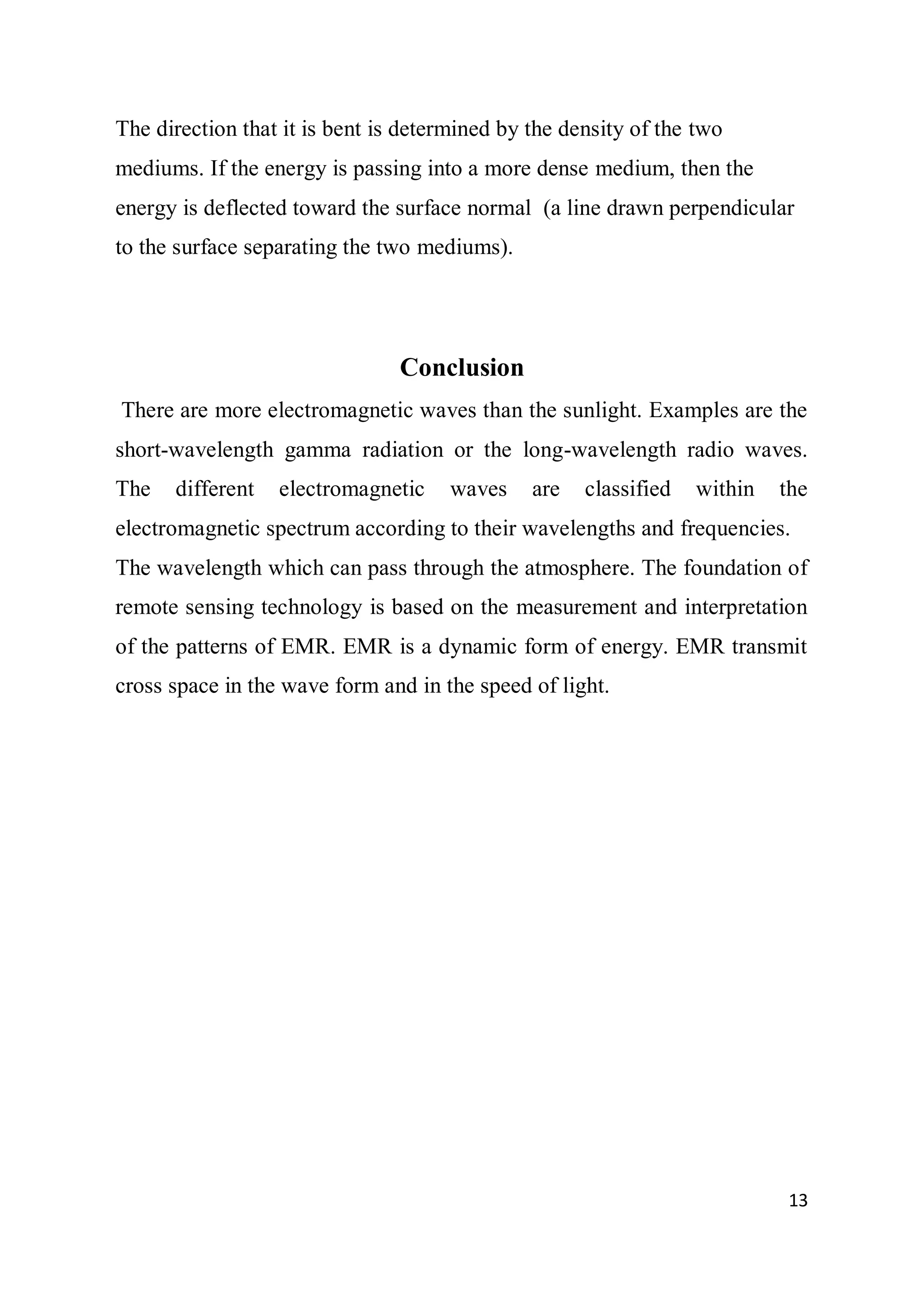 Role of electromagnetic Radiation in Remote Sensing | PDF