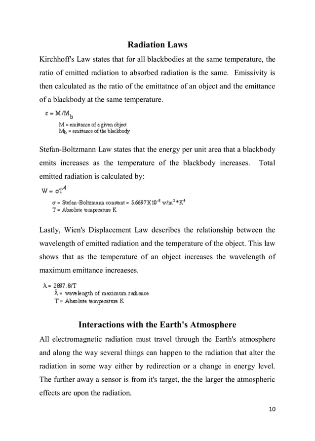Role of electromagnetic Radiation in Remote Sensing | PDF