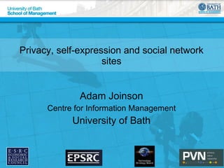 Privacy, self-expression and social network sites ,[object Object],[object Object],[object Object]