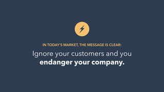 Ignore your customers and you
endanger your company.
IN TODAY’S MARKET, THE MESSAGE IS CLEAR:
 