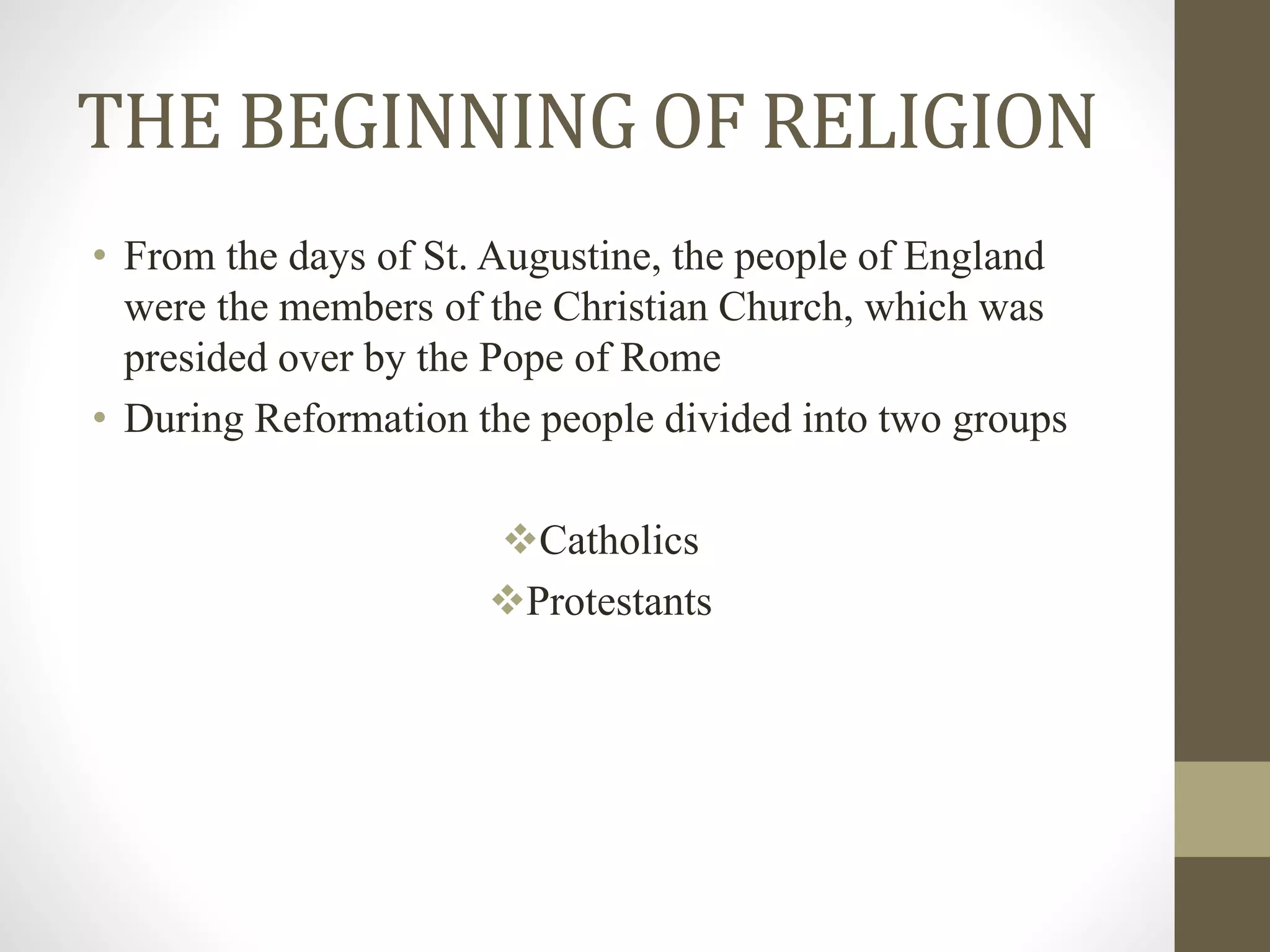 SHE - THE RELIGION IN ENGLAND | PPT