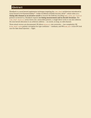 SheafJack: Advanced Kernel Exploitation in Linux 6.18+ via slab_sheaf ...