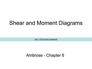 Shear and Moment Diagrams
MD. INTISHAR RAHMAN

Ambrose - Chapter 6

 