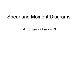 Shear and Moment Diagrams Ambrose - Chapter 6 